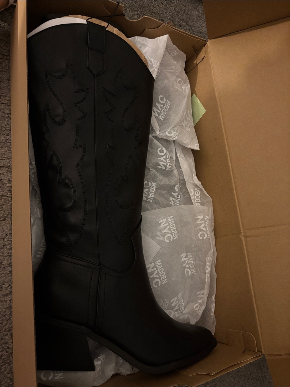 Steve Madden Black Embroidered Western Knee Boot